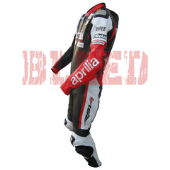 Aprilia Men Leather Racing Motorbike Suit Left View