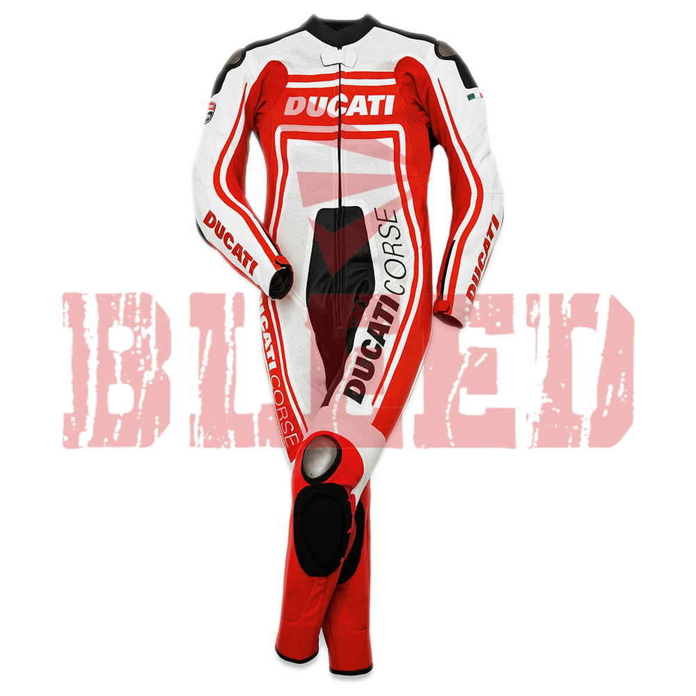 Ducati Corse Motorbike Racing Leather Suit Front