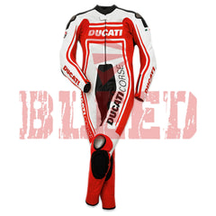 Ducati Corse Motorbike Racing Leather Suit Front