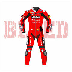 Francesco Bagnaia Ducati 2021 MotoGP Suit Front View