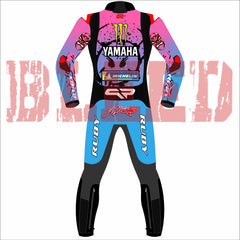 Fabio Quartararo Yamaha 2024 FrenchGP Motorbike Racing Leather Suit Back View