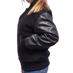 Women Black Varsity Jacket-4