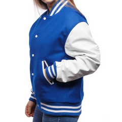 Women Blue White Varsity Jacket-1