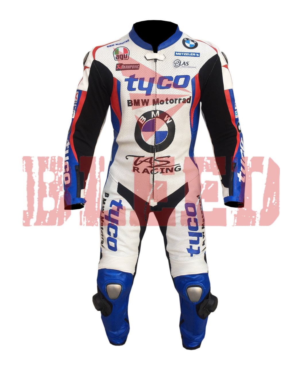Tyco BMW Motorrad Men Motorbike Racing Leather Suit Front View