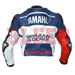 Jorge Lorenzo Motorbike Racing Leather Biker Jacket Back View