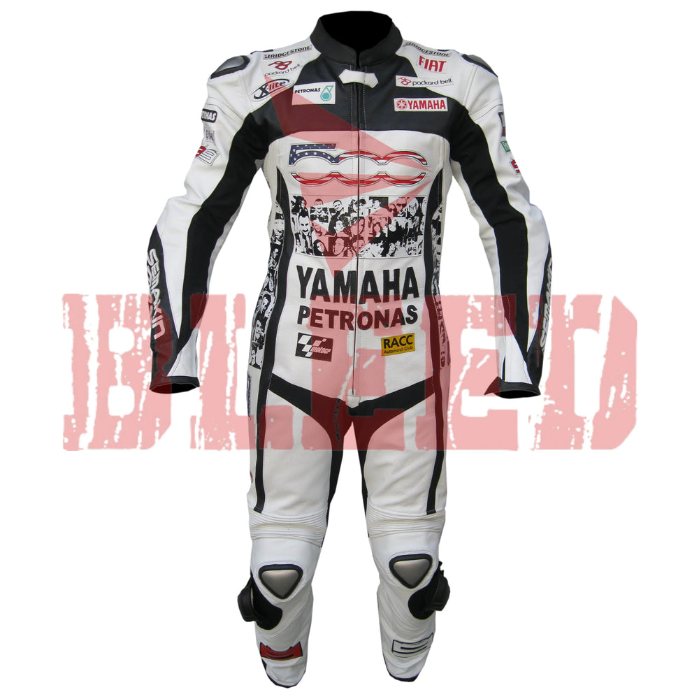 Petronas Faces Leather Motorbike Suit Front View