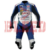 Suzuki FIXI Men One Piece Motorbike Racing Leather Suit Front View