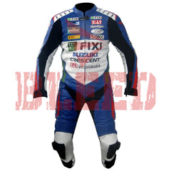 Suzuki FIXI Men One Piece Motorbike Racing Leather Suit Front View