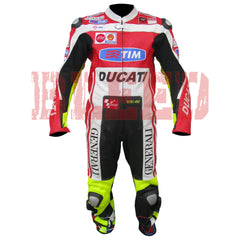 Rossi Men Leather Motorcycle Racing Suit Front View