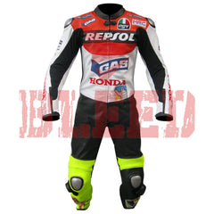 Repsol Motorbike Racing Leather Biker Suit Front View