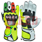 Rossi VR46 Mens Motorbike Leather Racing Gloves