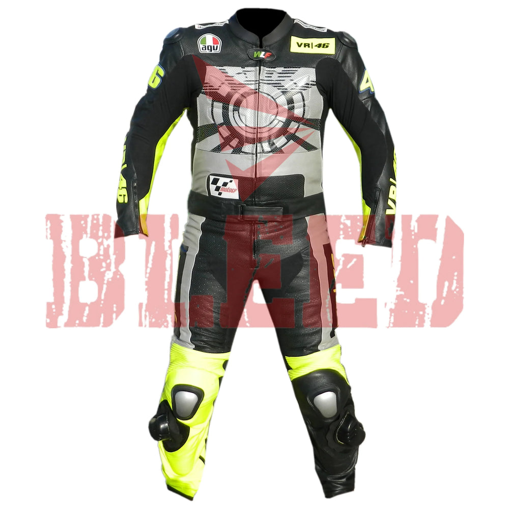 Valentino Rossi Winter Test Motorbike Riding Leather Suit Front View