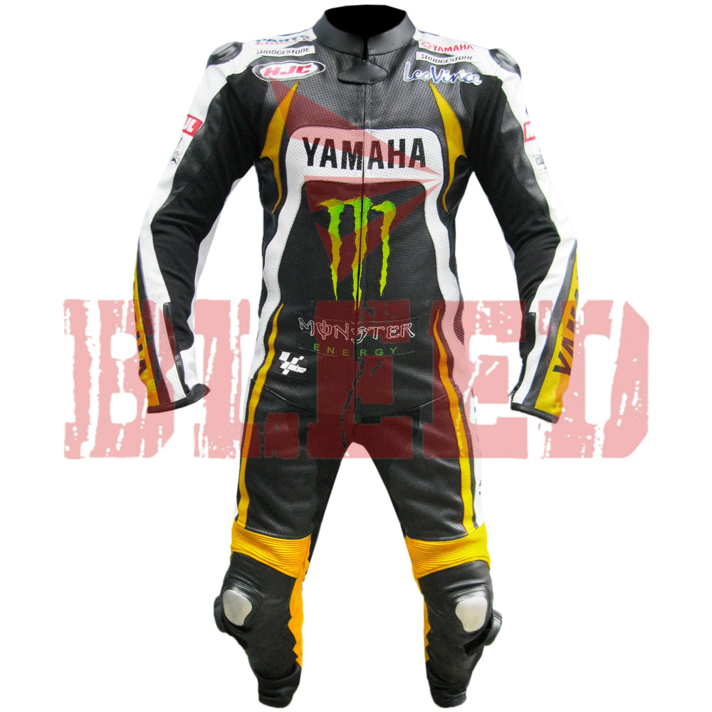 Yamaha Mens Motorbike Racing Leather Suit Front View