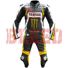 Yamaha Mens Motorbike Racing Leather Suit Front View