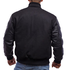 Mens Black Varsity Jacket Back