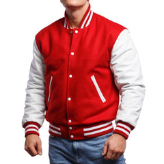 Mens Red White Varsity Front View