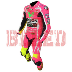 Rossi Pink Motorbike Leather Racing Suit Left View