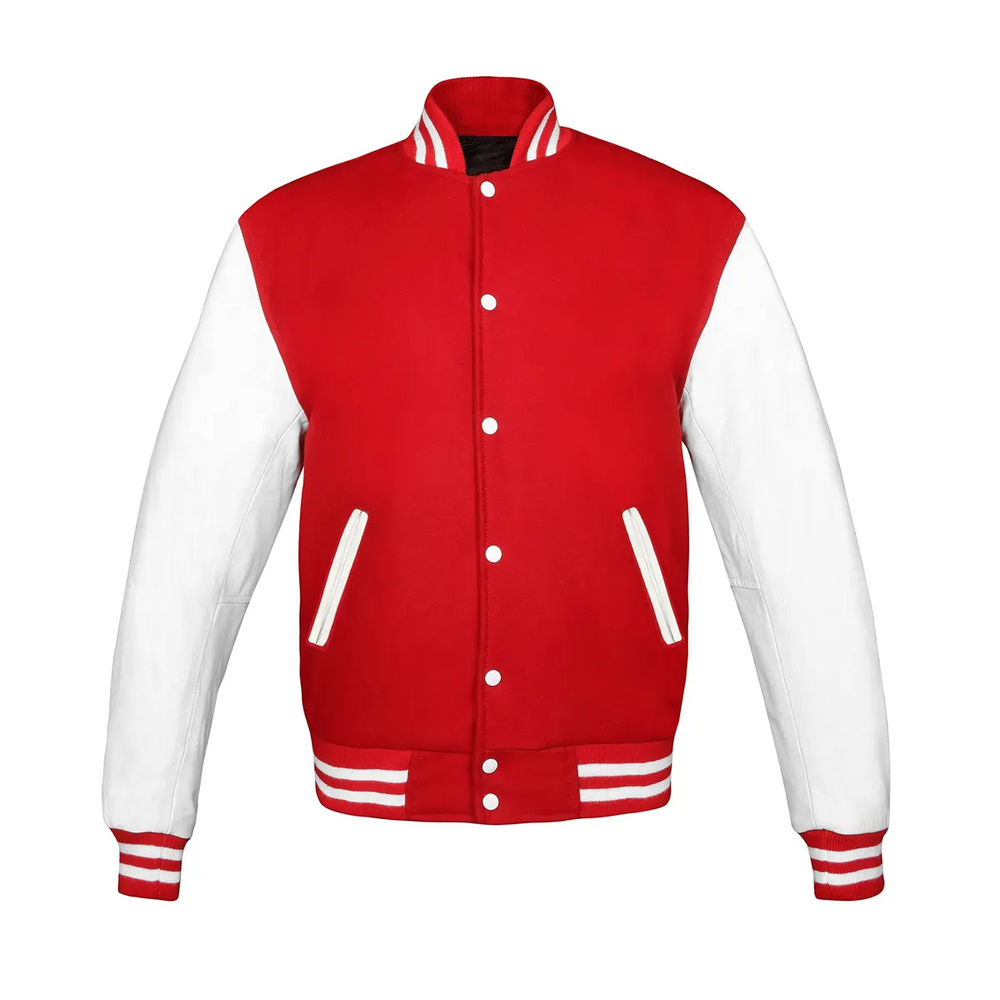 Women Red White Varsity Jacket