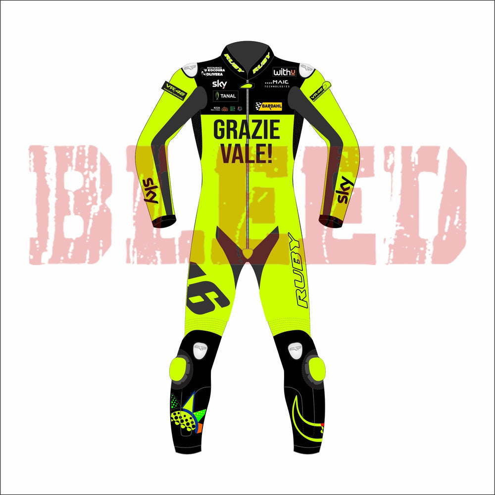 Leather One Piece Suit Grazie Vale 46 Valentino Rossi Front View