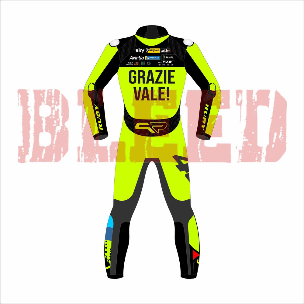 Leather One Piece Suit Grazie Vale 46 Valentino Rossi Back View