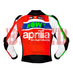 Aprilia Men Motorbike Racing Leather Jacket Back View