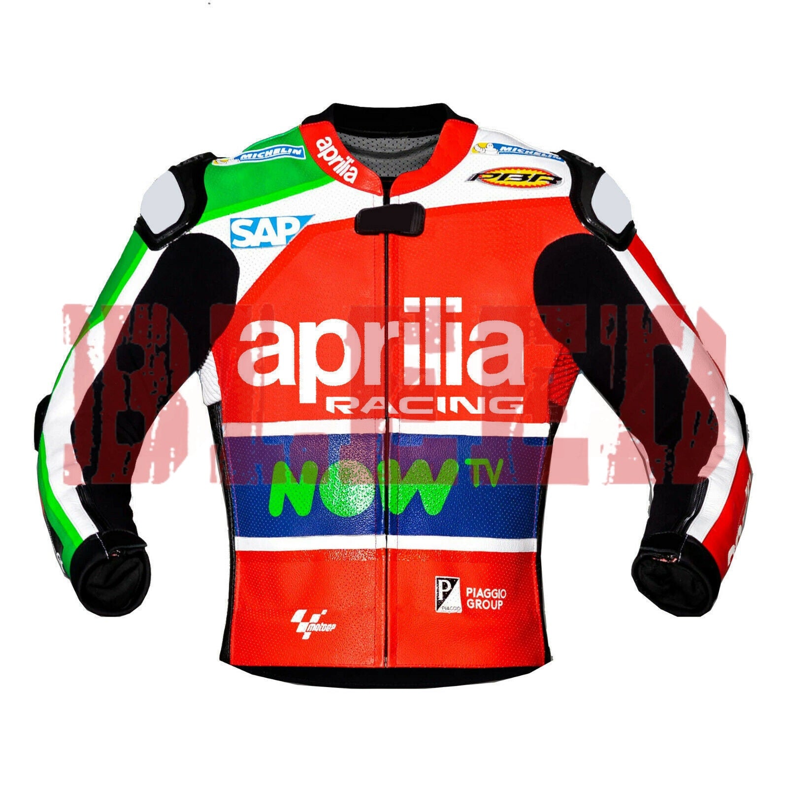 Aprilia Men Motorbike Racing Leather Jacket Front View