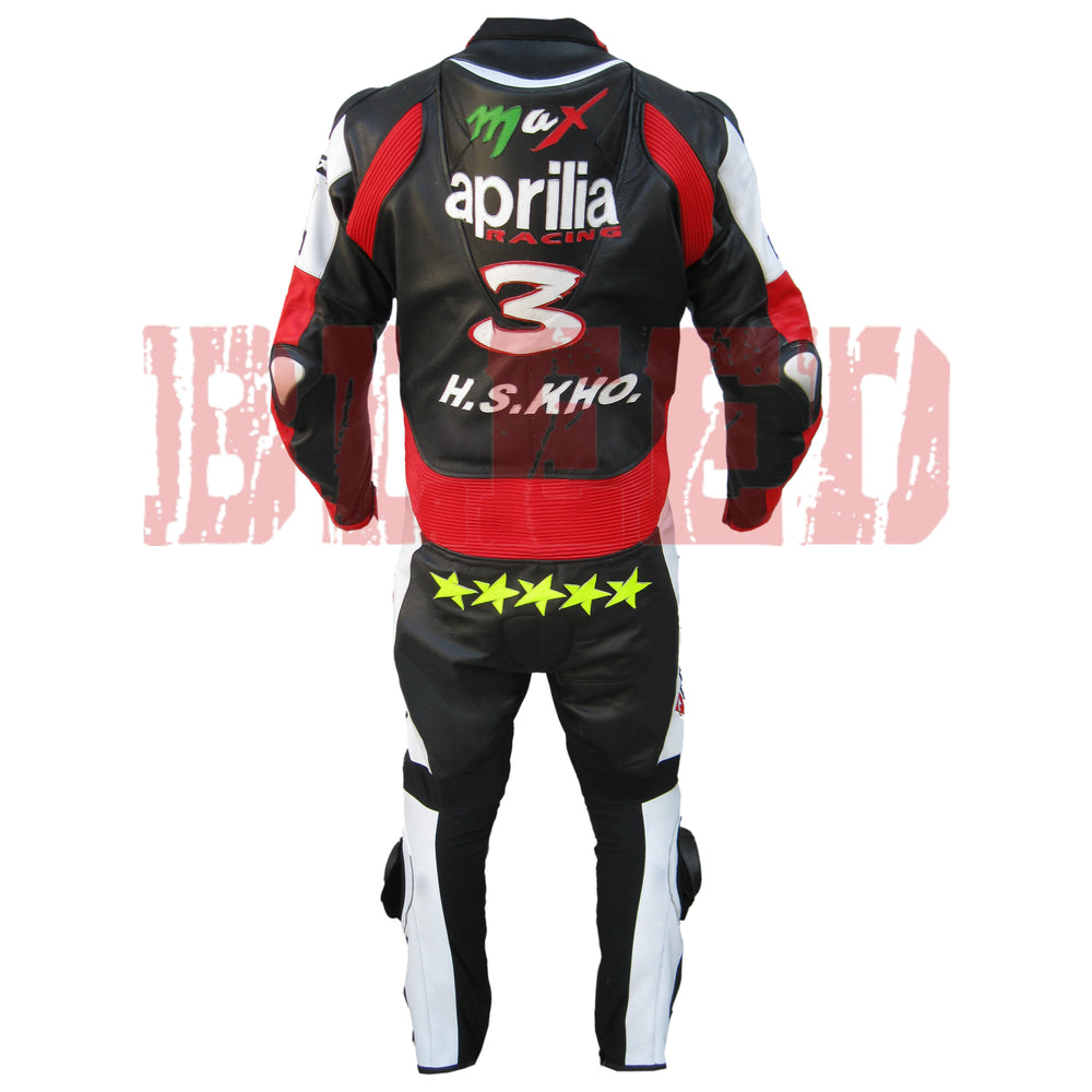 Aprilia Men Leather Racing Motorbike Suit Back View