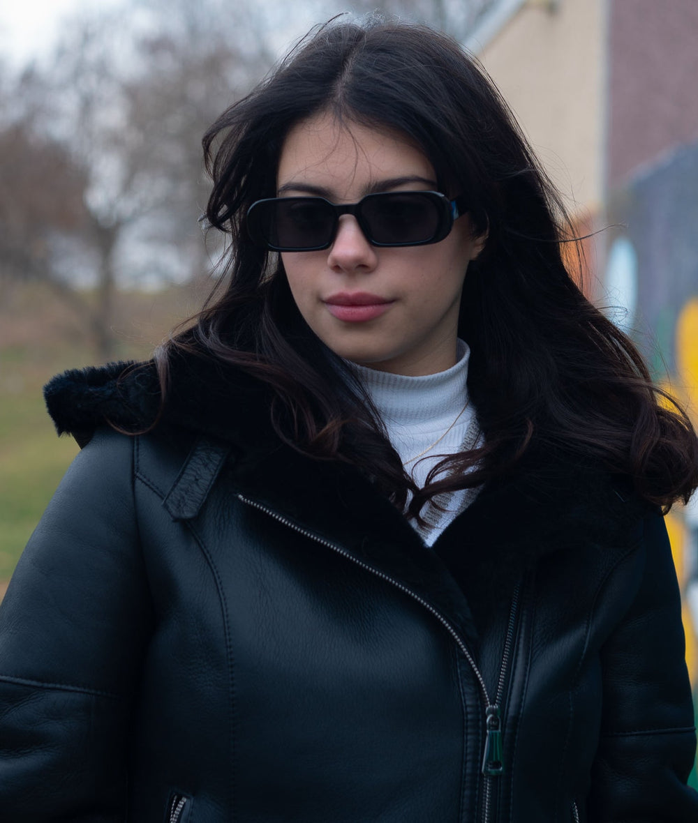 Womens Black Aviator Jacket