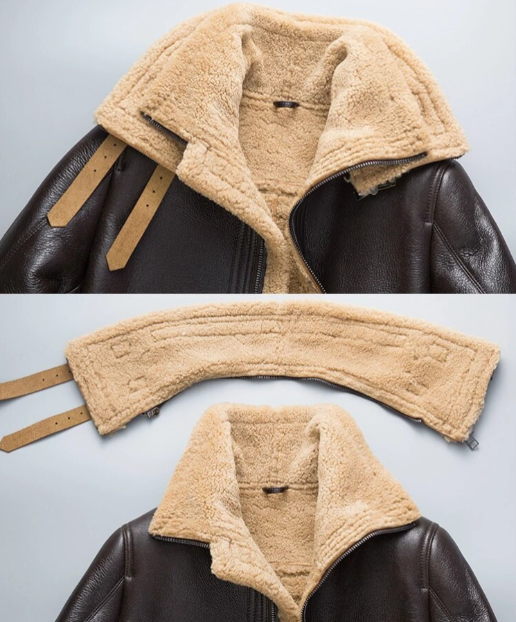 A2 Flight Brown Aviator Jacket Collar