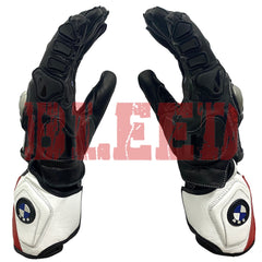 Bmw motorcycle glove side view, showcasing the wrist closure and protective padding.