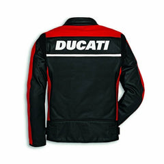 Ducati Corse Men Motorcycle Leather Biker Jacket Back View