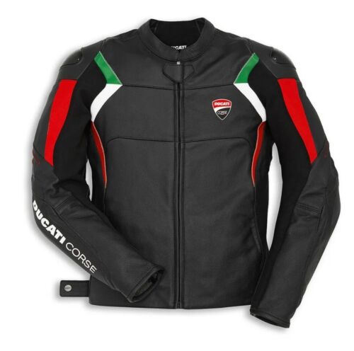 Ducati Corse C3 Men Motorbike Leather Biker Jacket Front View