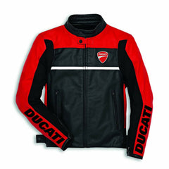 Ducati Corse Men Motorcycle Leather Biker Jacket Front View