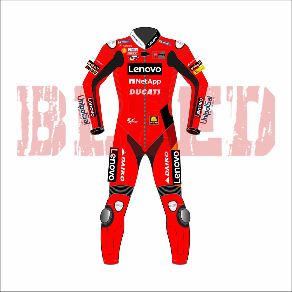 Francesco Bagnaia Ducati 2021 MotoGP Suit Front View