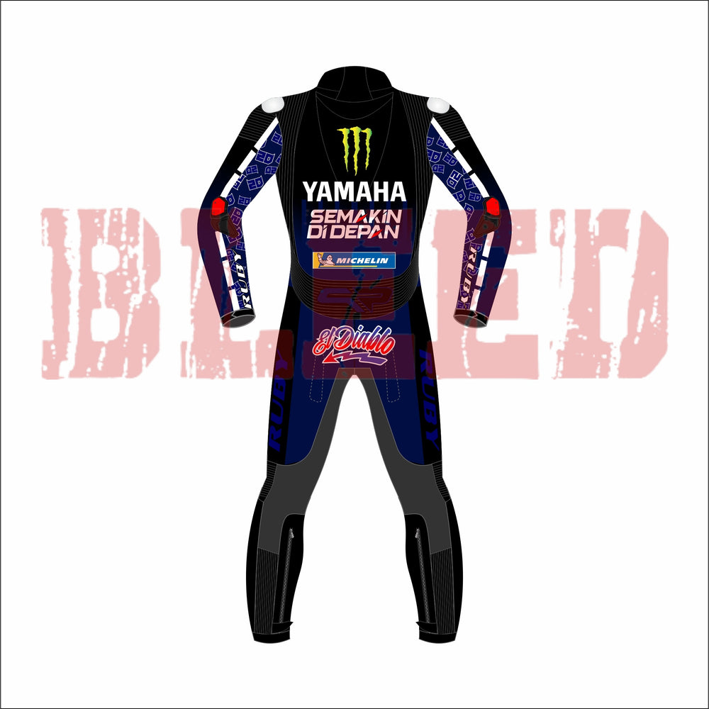 Fabio Quartararo Monster Energy 2021 MotoGP Suit Back View