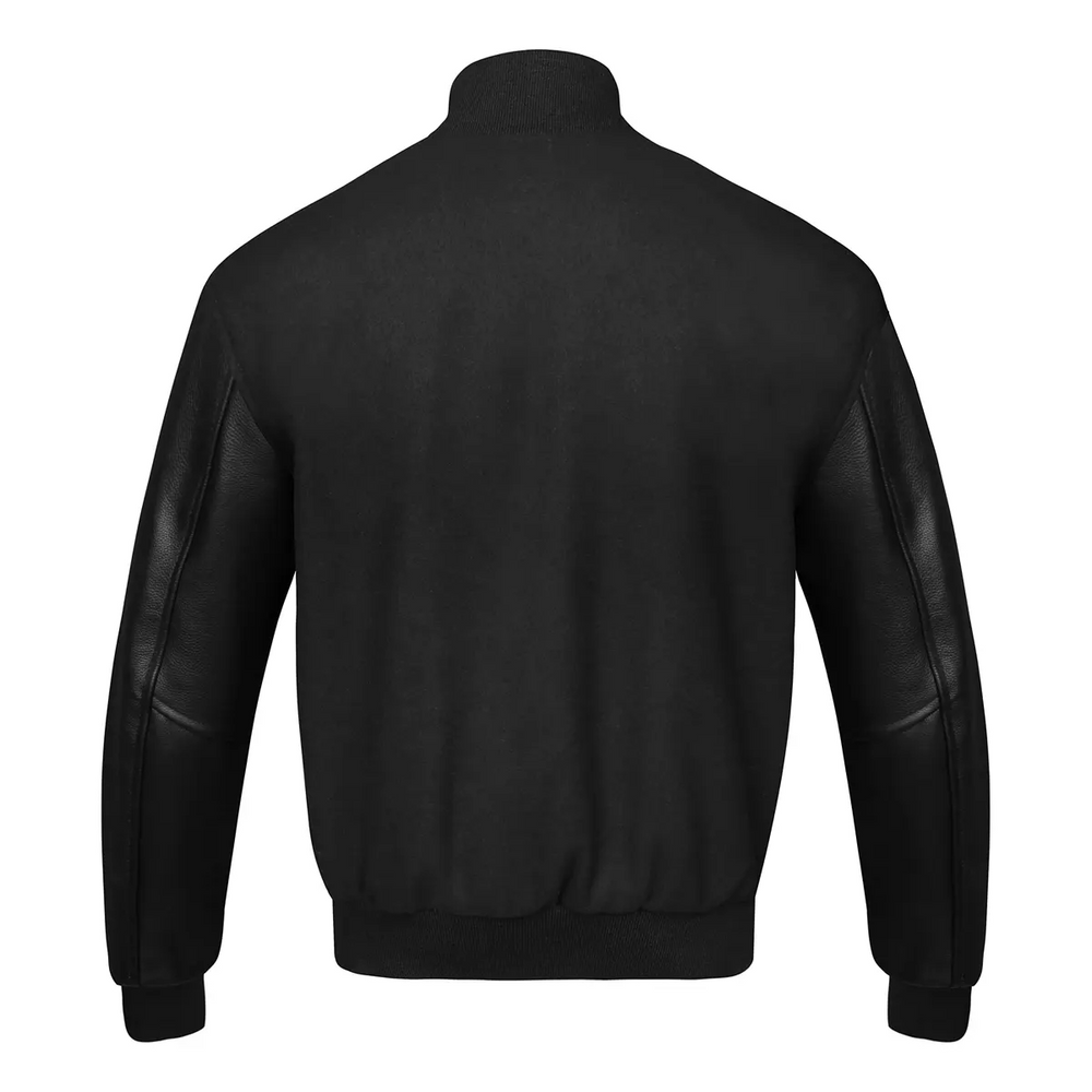 Women Black Varsity Jacket Back
