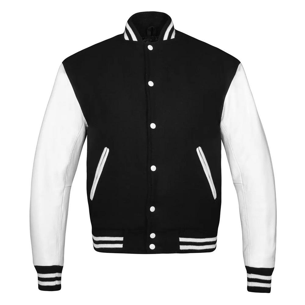 Women Black White Varsity Jacket