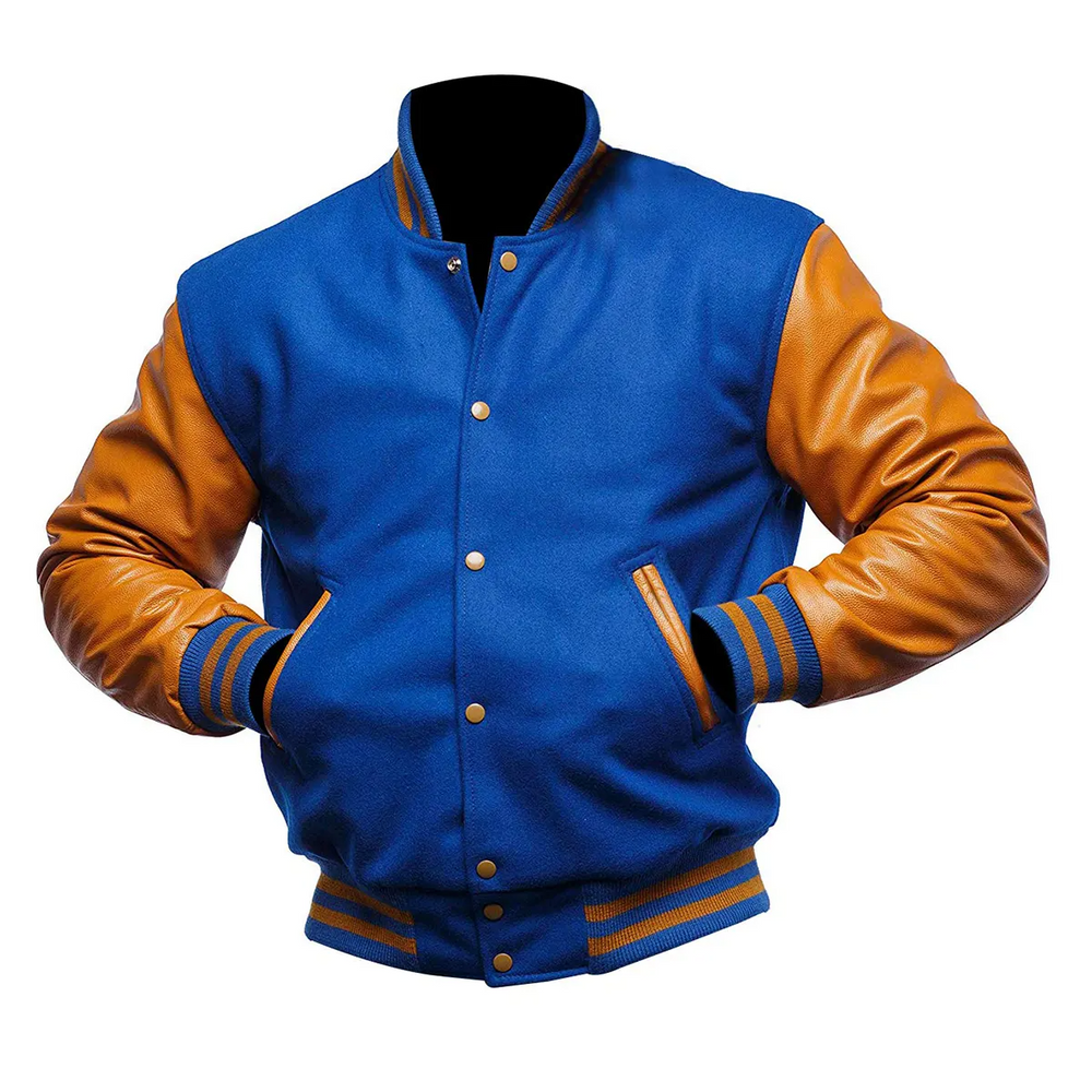 Women Blue Brown Varsity Jacket