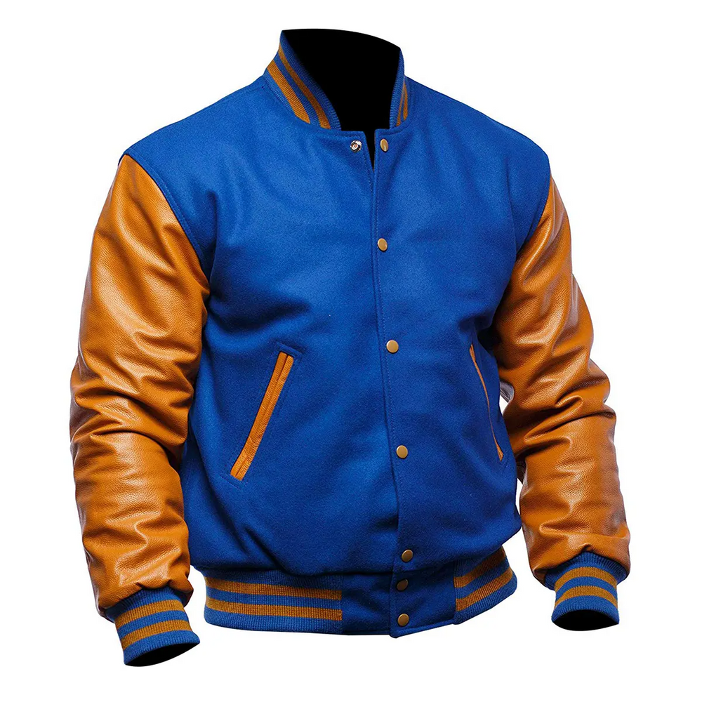 Women Blue Brown Varsity Jacket