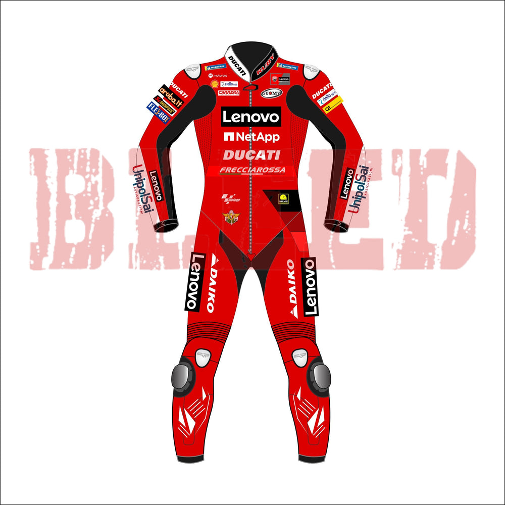 Francesco Bagnaia Ducati 2023 MotoGP Leather Racing Suit Front View