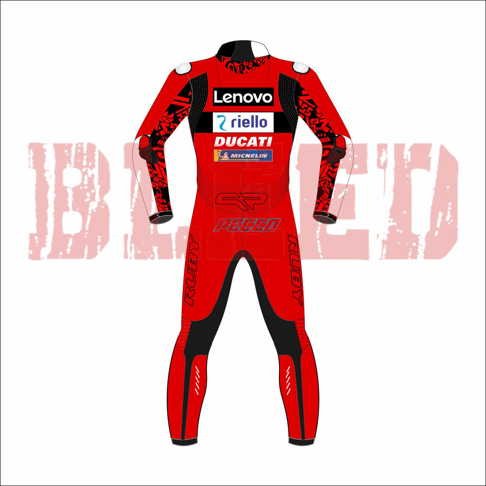 Francesco Bagnaia Ducati 2023 MotoGP Leather Racing Suit Back View