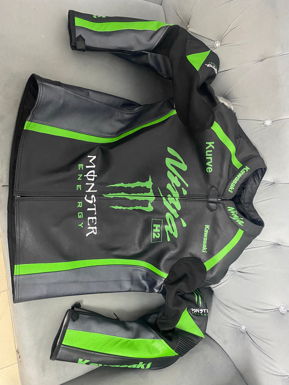 Kawasaki Ninja H2 Motorbike Racing Leather Jacket