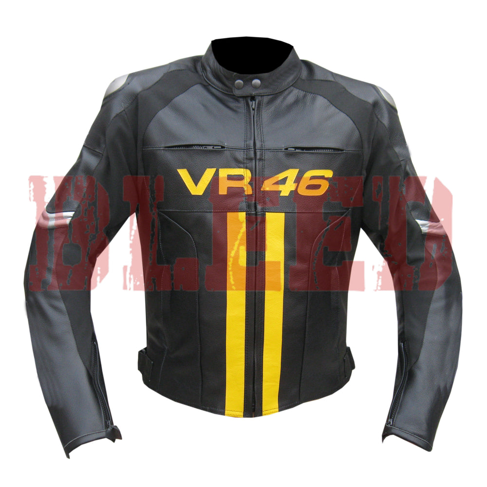 Valentino Rossi VR46 Black Motorbike Racing Leather Jacket