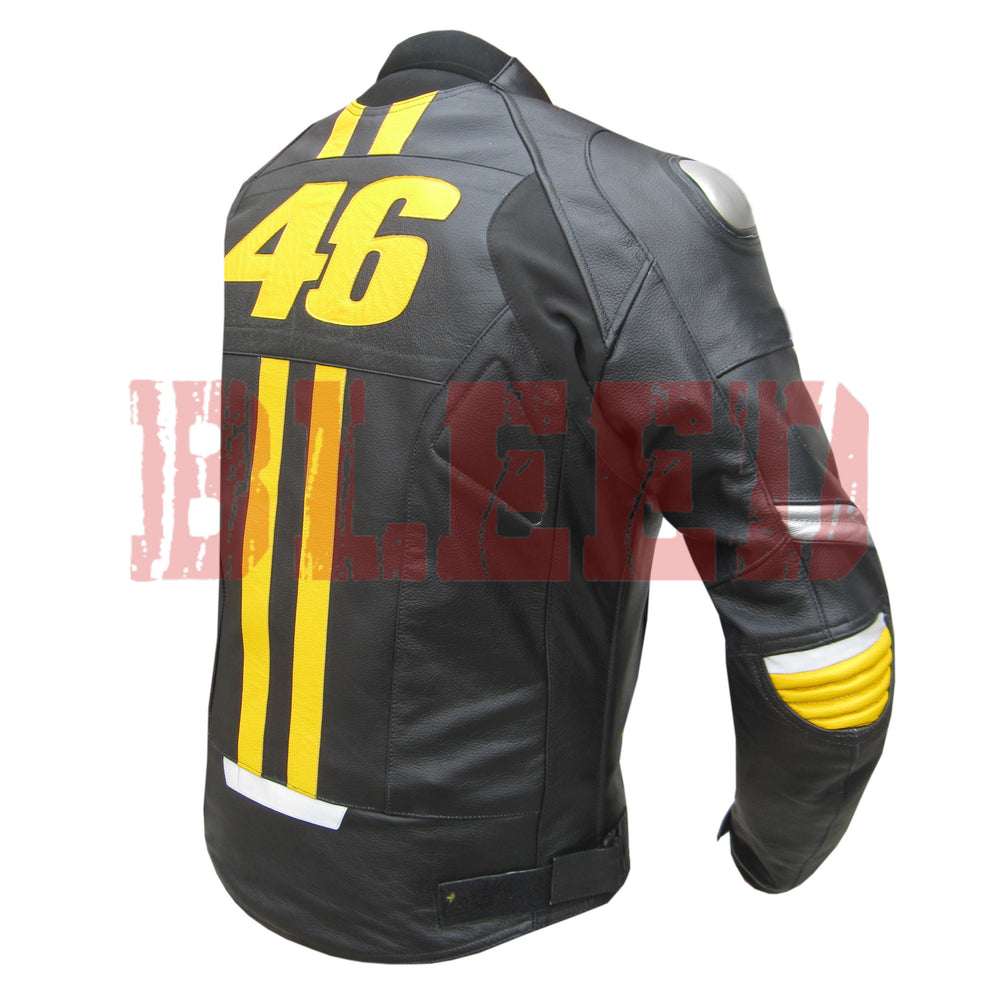 Valentino Rossi VR46 Black Motorbike Racing Leather Jacket Right View