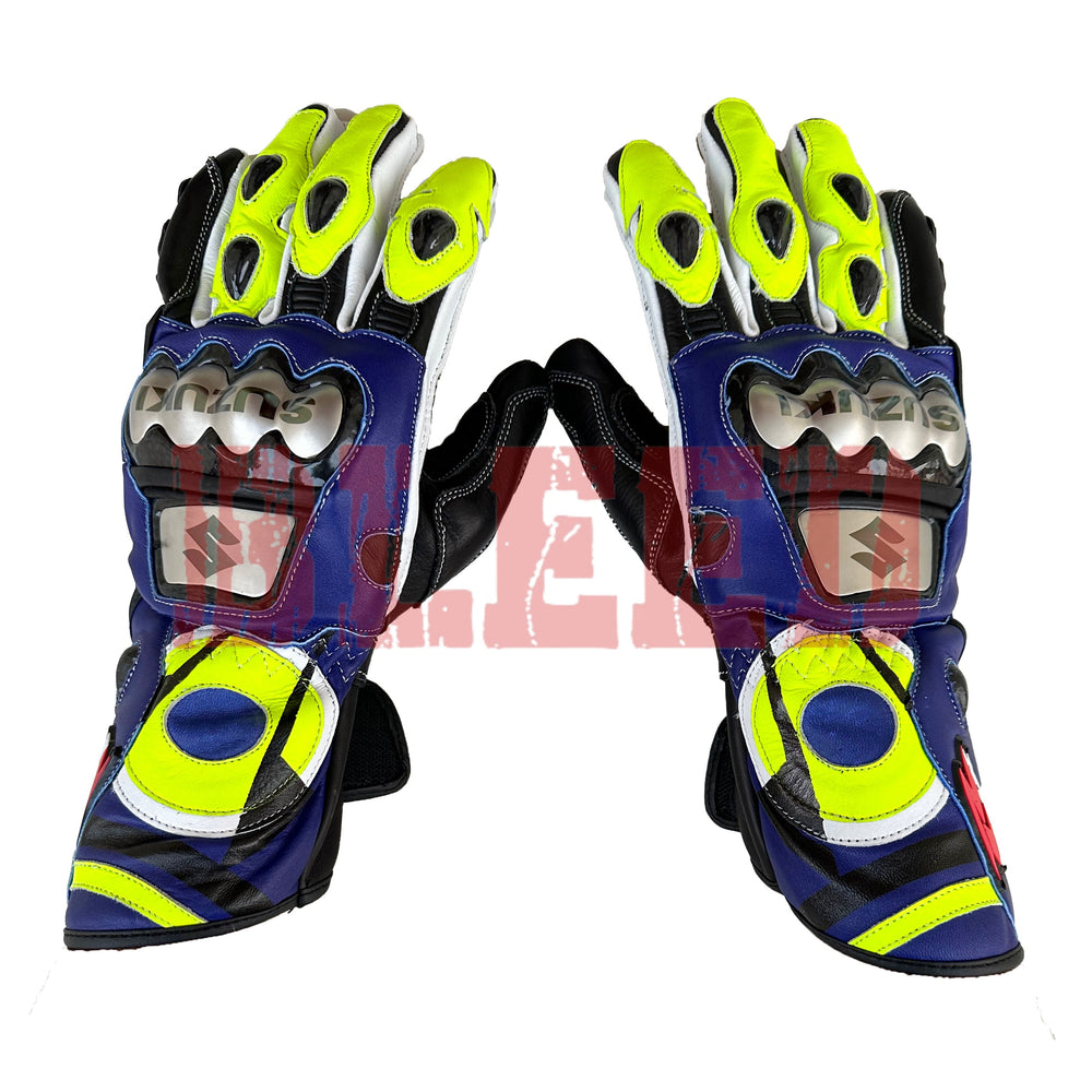 Suzuki GSX Men Leather Motorbike Racing Gloves