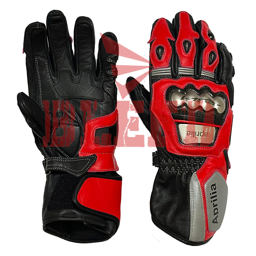 Aprilia RSV4 Motorbike Racing Leather Gloves