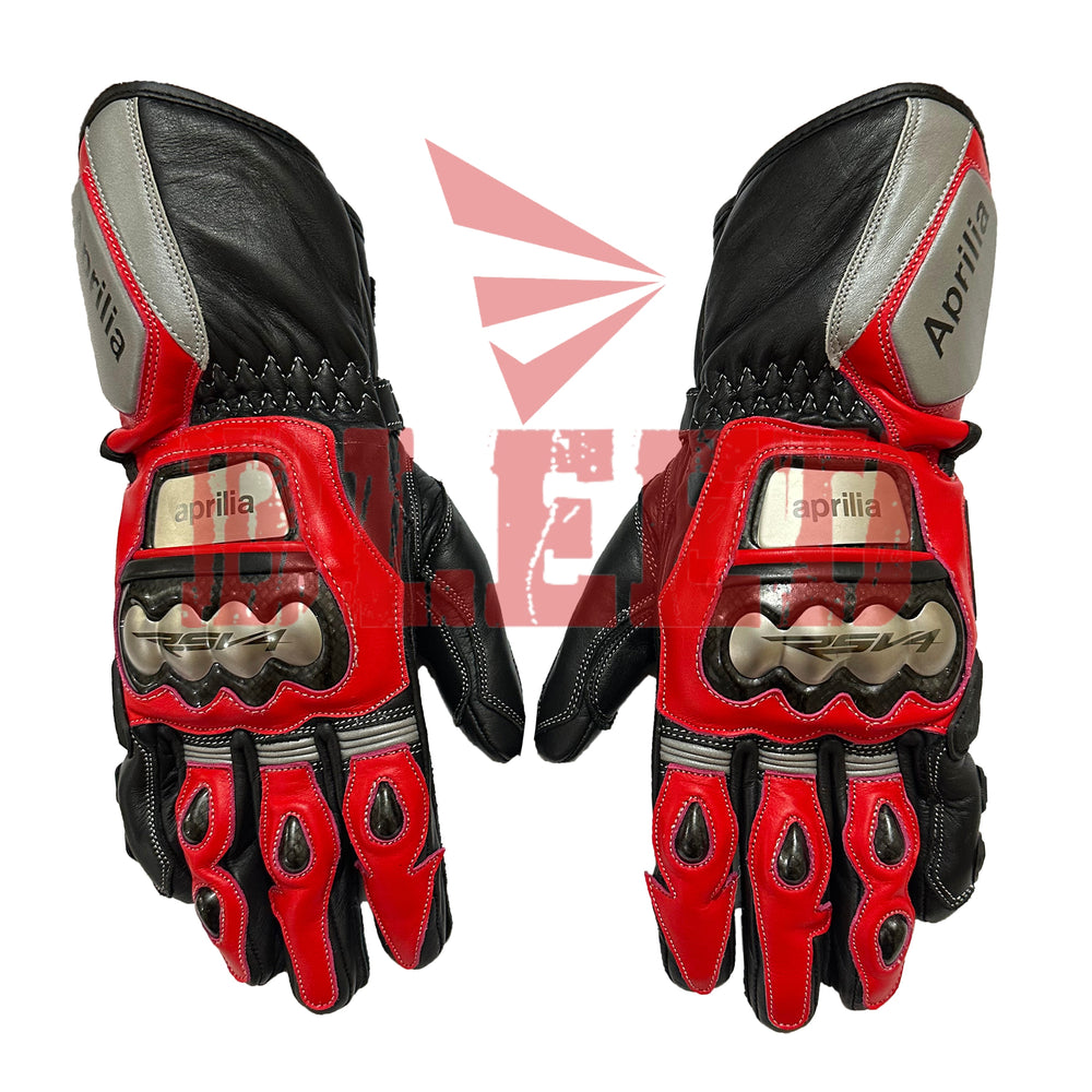 Aprilia RSV4 Motorbike Racing Leather Gloves