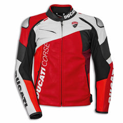 Ducati Corse C6 Red Motorbike Leather Racing Jacket Front View