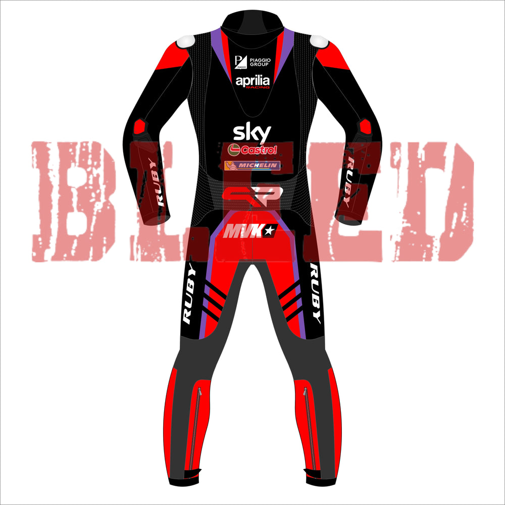 Maverick Vinales MotoGP 2024 Aprilia Race Suit Back View