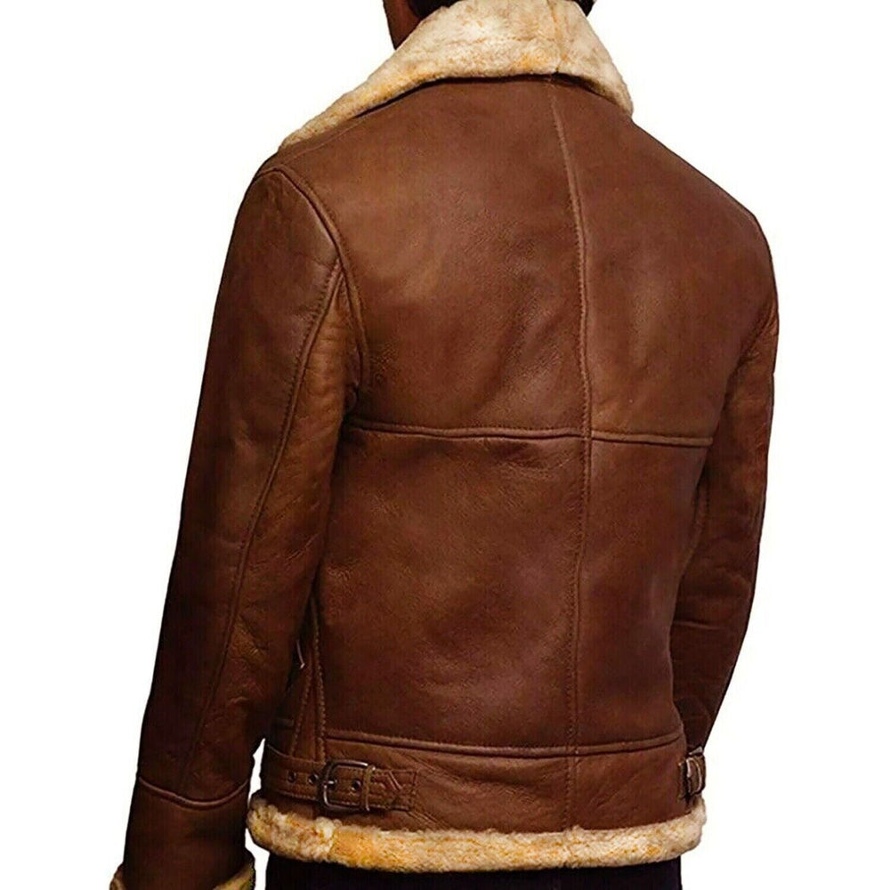 Mens Distressed Brown Aviator Jacket Back